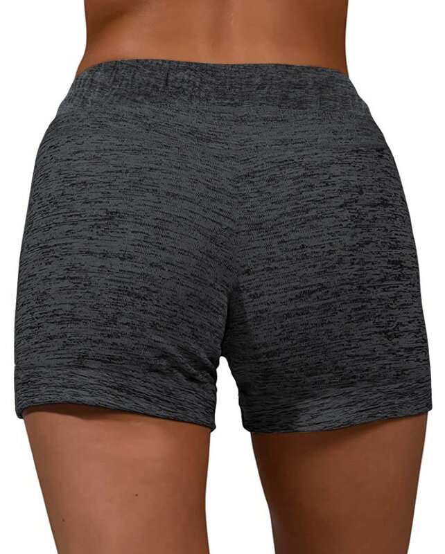 Pantalones cortos de verano para mujer, Shorts informales con estampado, diseño de bolsillo, cintura media, cordón, cintura elástica, rectos, básicos, Deportivos