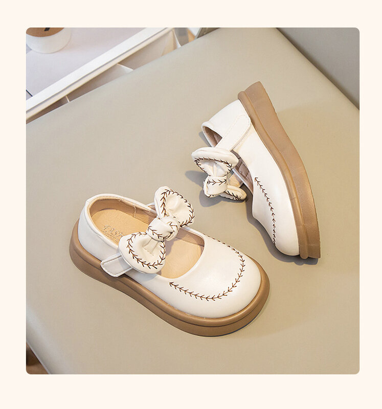 Children's Leather Shoes Spring 2024 New Girls Fashion and Comfortable Single Shoes Bow Girls Shoes
