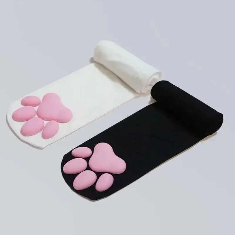 Носки-чулки с кошачьими лапами, розовые милые носки до бедра в стиле "Лолита" для взрослых и детей, женские чулки для косплея с котятами и когтями 3D