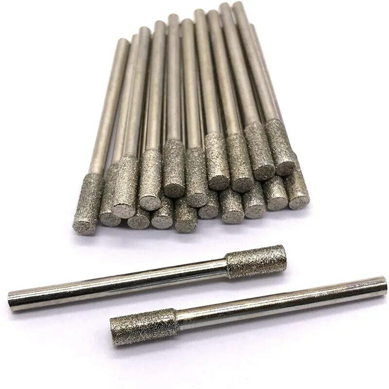 10PCS Diamond Coated Cylindrical Burr 4mm Chainsaw Sharpener Stone File Chain Saw Sharpening Carving Grinding Tools