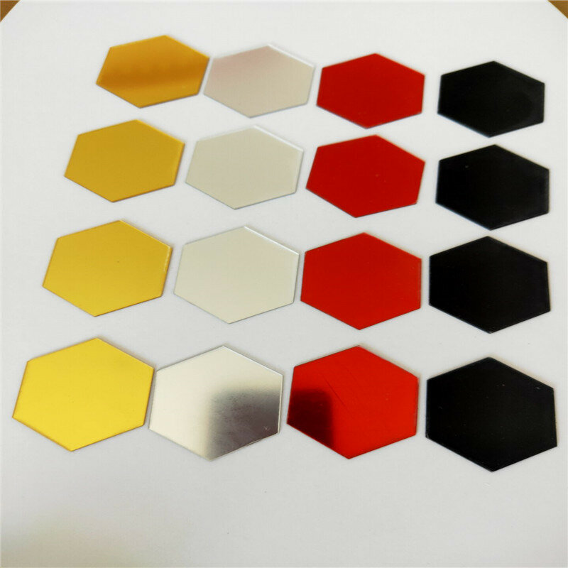 24pcs Hexagon Mirror Sticker Gold Self Adhesive Mosaic Tiles Wall Sticker Decals DIY Bedroom Living Room Bathroom Home Decor