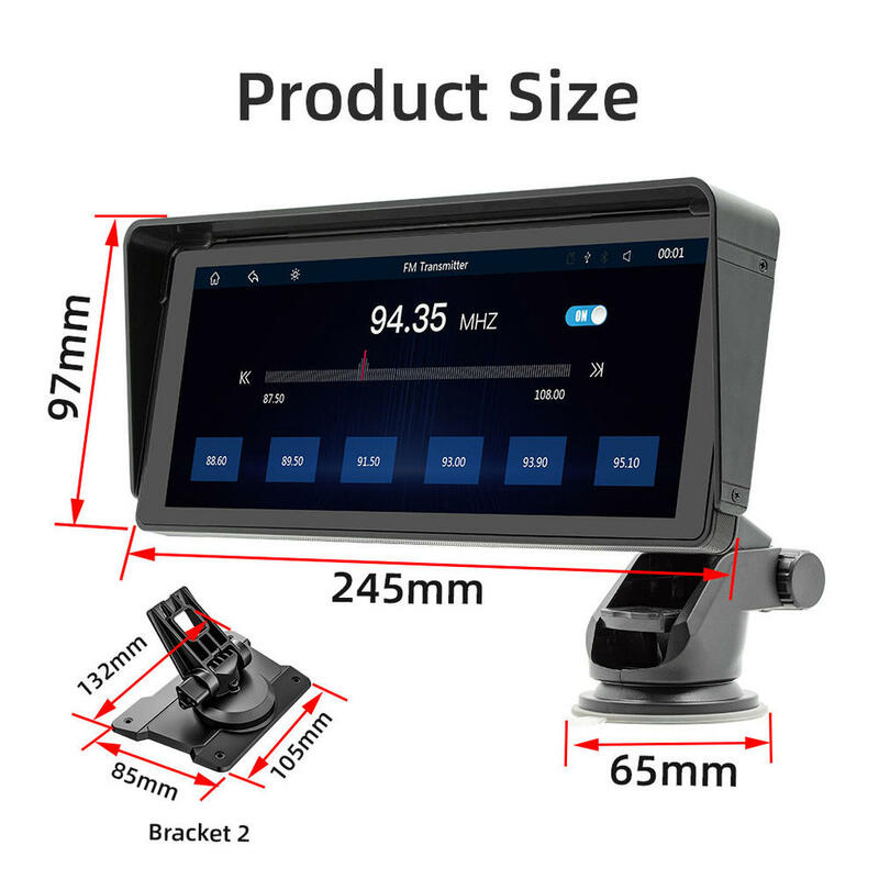 10.26" IPS Portable Wireless CarPlay Android Auto Car Stereo FM Radio BT/USB/TF Touch Screen Car Multimedia Player