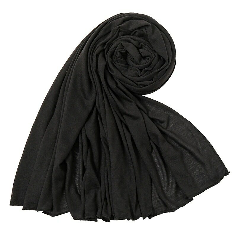 Heißer Verkauf Baumwoll jersey Hijab Schal lange muslimische Schal schlichte weiche atmungsaktive Turban Krawatte Kopf wickel für Frauen Stirnband Warps