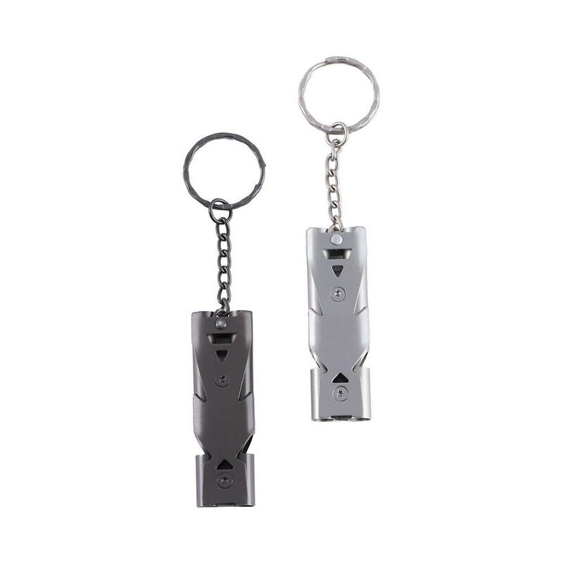 Multifunction Emergency Stainless Steel Double Pipe Whistle Keychain High Decibel