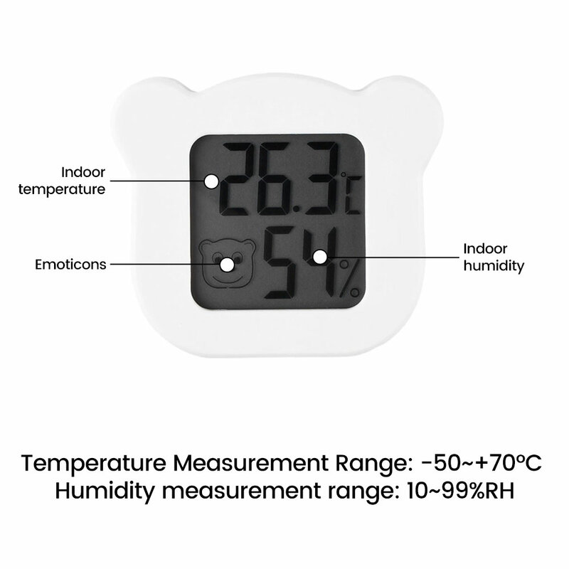 Medidor electrónico de temperatura y humedad para interiores, oso de medidor de humedad con forma de alta precisión para habitación de niños, estudio, dormitorio-50 ~ + 70 ℃, 10 ~ 99% RH