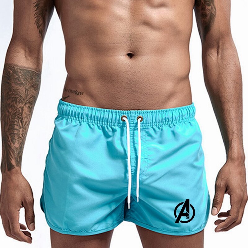 Men's Beach Shorts Brand Print Sport Running Pants Shorts Swimwear Movement Quick Dry Surf Shorts Swimwear