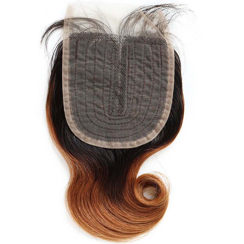 Короткие волнистые человеческие волосы 4 х1 бразильские волосы T-образные кружевные застежки Омбре T1b30 прозрачные полуручные застежки