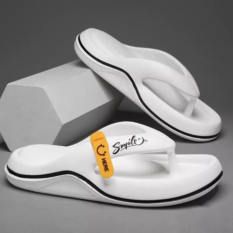 Sandal jepit Platform untuk pria, sandal EVA sol lembut musim panas, sepatu pantai kasual luar ruangan, sepatu selop kamar mandi antiselip untuk pria