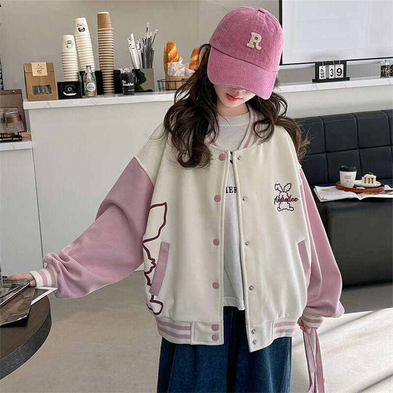 Cappotto primaverile per ragazze 2024 nuovi bambini di 6-15 anni vestiti da baseball in stile straniero bambina alla moda casual versione coreana