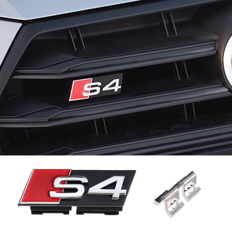 3D ABS Car Front Grille Buckle Emblem Decoration Accessories S Badge For Audi S3 S4 S5 S6 S7 Logo Auto Styling Modification