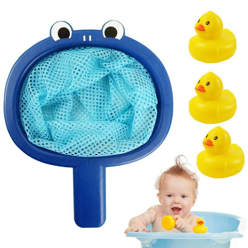 Bathtub Fishing Toy Fishing Floating Animal Toys Cute Bath Toys With Net 3 Ducks/Frogs Fun Bathroom Pool Accessory Bathroom Toys