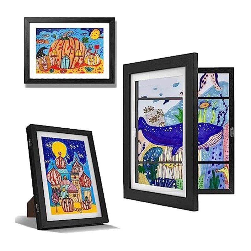 Abertura frontal mutável Artwork Frames para crianças, Horizontal e Vertical Art Display, 8.5x11, 1 pc
