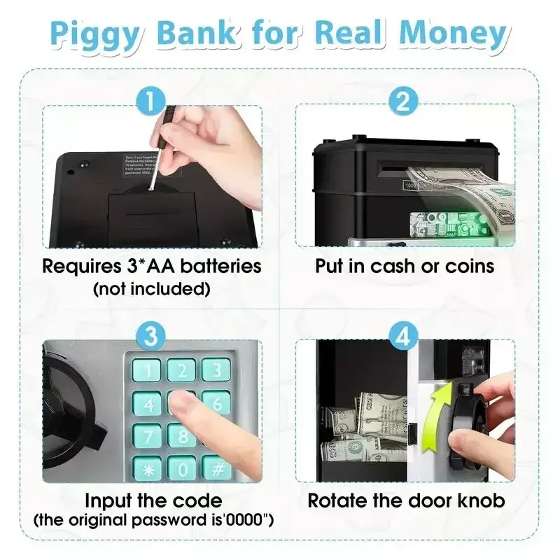 Children Electronic Piggy Bank Kids Custom Password Safe Box Money Boxes Digital Coins Cash Saving Safe Deposit Atm Machine