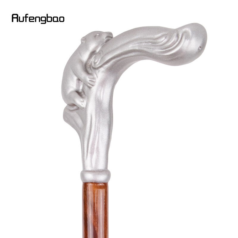 シルバーパンダベビー木製ウォーキングスティック、単一の関節、装飾的な居心地の良い杖、ハーフクロエ、ハロウィーンのファッション、93cm