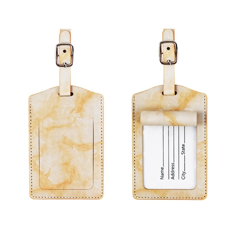 2023 New PU Leather Luggage Tag Suitcase Identifier Baggage Label Boarding Bag Tags Name  Address Holder Travel Accessory