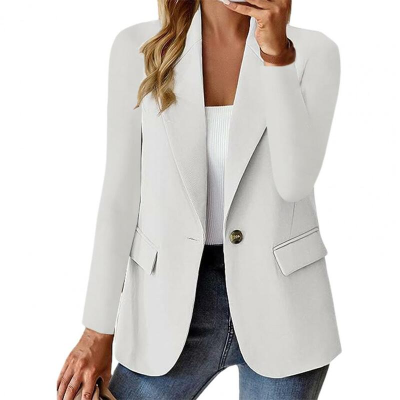 Women Workwear Stylish Women's Office Coats Single Button Straight Cut Anti-wrinkle for Formal Business Commute in Spring Fall