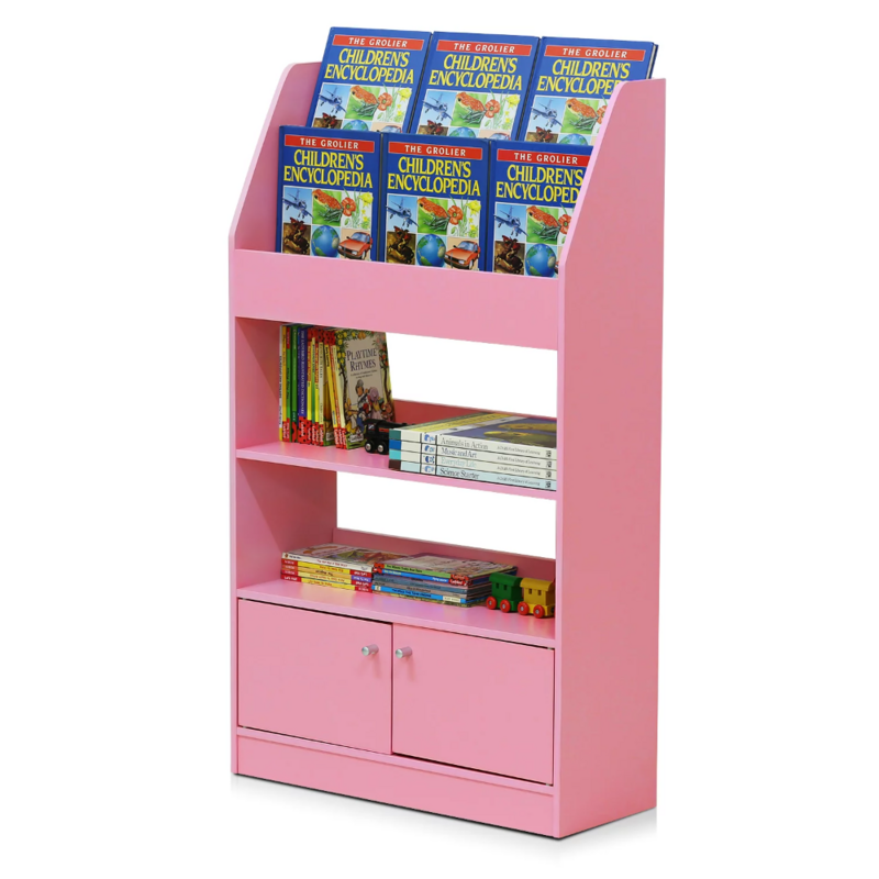 2023 Novo Furinno KidKanac Kids Bookshelf 4 Camada com Gabinete