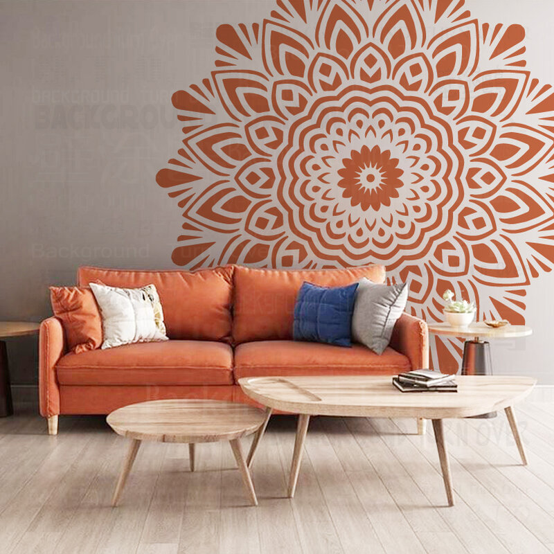150cm - 230cm Wall Stencil For Plaster Decor Template Furniture Makers Painting Giant Mandala Huge Round Flower Traditional S331