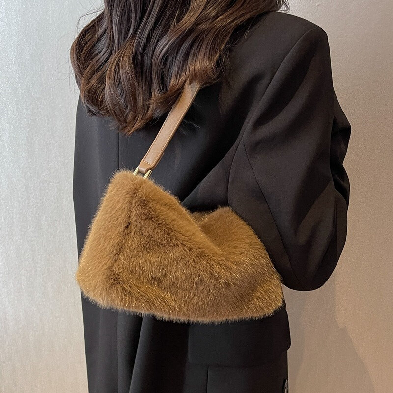 韓国の女性のための豪華な模造毛皮のショルダーバッグ,トレンディな,良質
