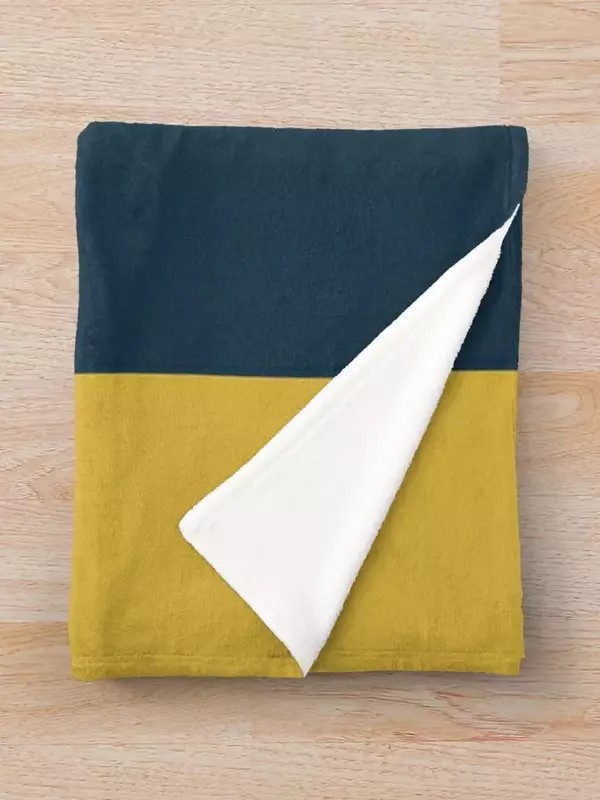 Couverture à motif géométrique minimaliste demi-cadre pour enfants, jaune moutarde, bleu marine et gris, cadeau amusant, 2 po