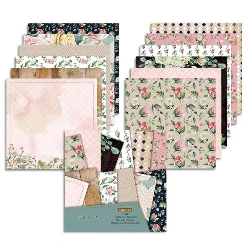 12 Sheets Flower Journal Paper Art Background Paper For Card Making DIY Scrapbook Decorative Paper Crafts Gift