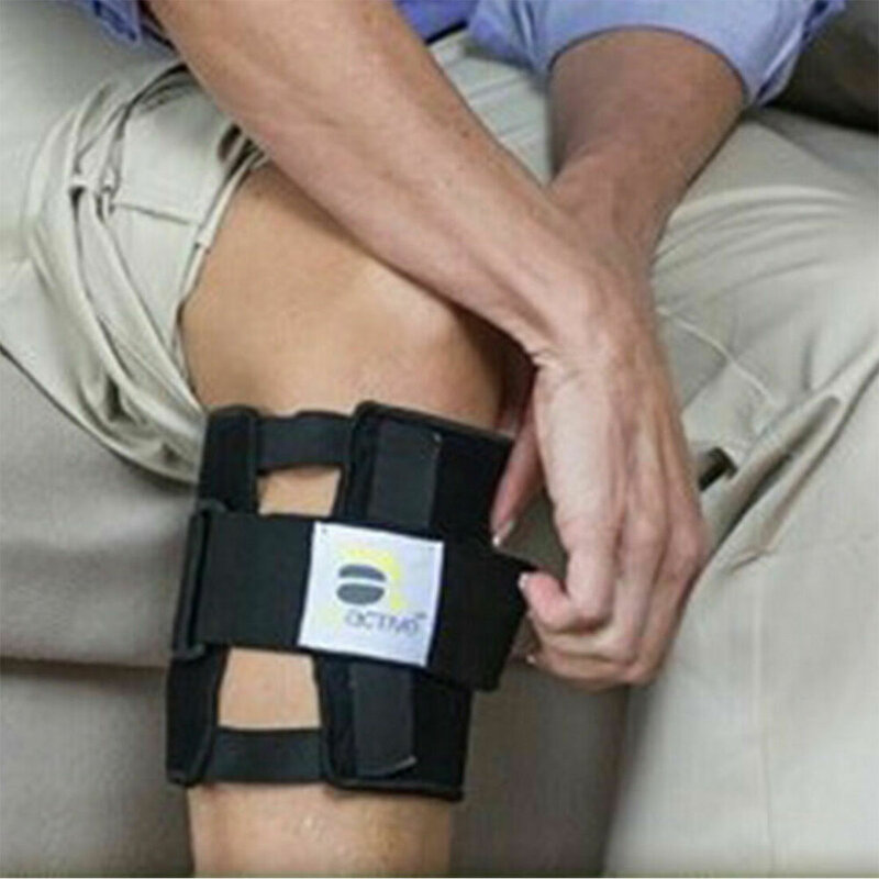 Rodillera con piedra magnética de 2 piezas, rodillera de punto activo, soporte para piernas, almohadilla de masaje de nervio ciático de presión negra, Protector de rodilla