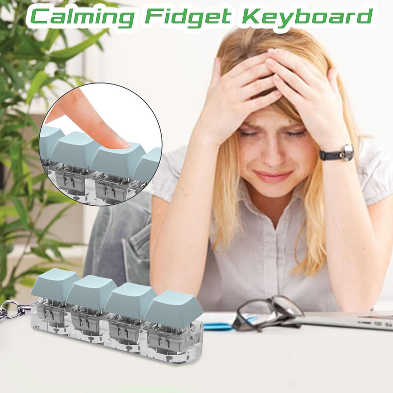 Keyboard Key Toy Party Stress Relief DIY Fidget Button Keycap Fidget Keychain Keyboard Keychain Toys Finger Keyboard Caps Toy