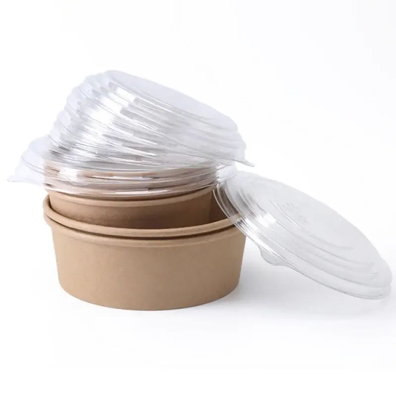 Descartável rasa Kraft papel salada Bowl, biodegradável, Takeaway, produto personalizado