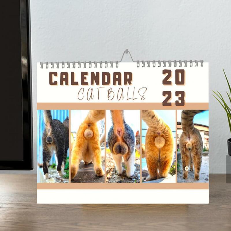 猫のassカレンダー実用的なコイルデザイン家のための透明な印刷2023新学期
