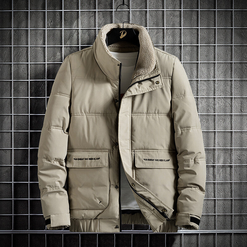 Cappotto invernale da uomo nuovo collo di pelliccia Slim Fit Trend Warm Casual risvolto giacca corta in cotone