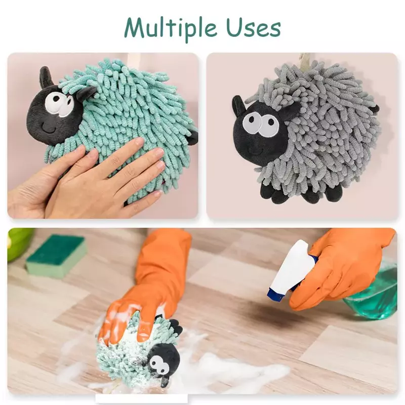 2 Pcs Chenille Hand Towel Soft Microfiber Quick Drying Hand Towels Absorbent Chenille Ball Towel Loops Bathroom/Kitchen