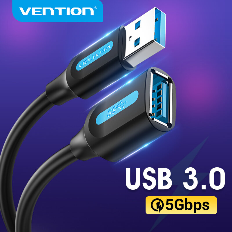 Vention kabel ekstensi USB 3.0, kabel ekstensi USB 3.0 2.0 untuk PC Smart TV Xbox One SSD kecepatan cepat