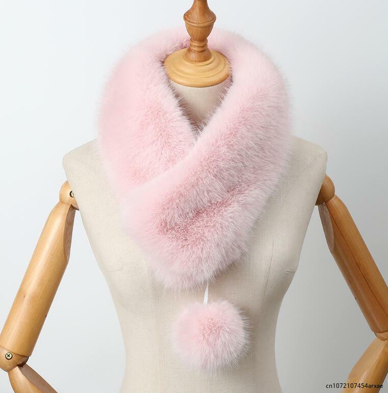 2023 Fake Fur Collar Scarf Super Fluffy Thick Luxury Fur Scarves Purple Casual Wraps Men Children Winter Clothing Accessories