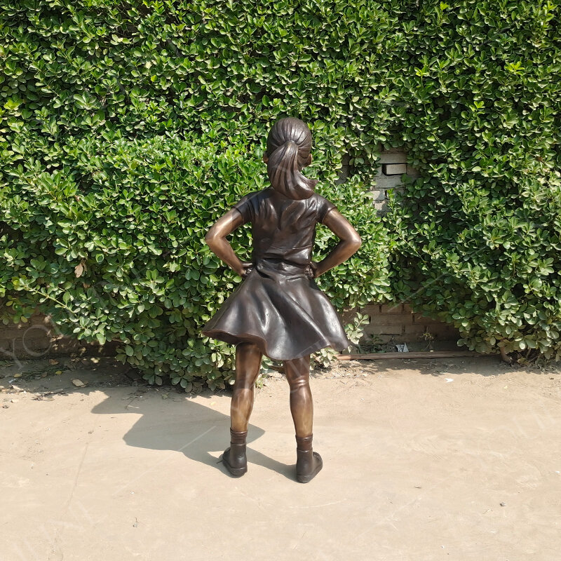 133cm bronze menina destemida estátua a menina destemida escultura de bronze personalizado grandes estátuas para casa decoração do jardim ornamentos