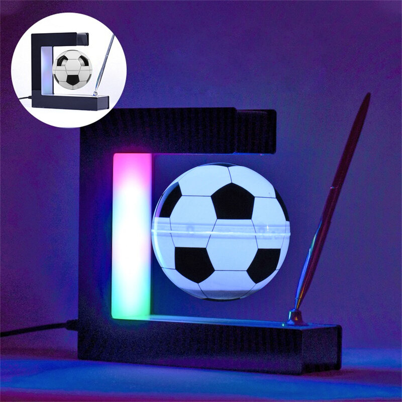 Pallone da calcio galleggiante a levitazione magnetica con luce a LED 3in calcio per Home Office Desk Gadget Decor regalo di compleanno per uomo Kid