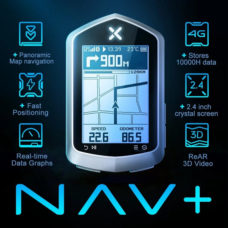 XOSS-NAV2 GPS Bike Computer, Bicicleta Equitação Ciclismo Mapa, Velocímetro sem fio, MTB Odômetro, Navegação Mapa, NAV2