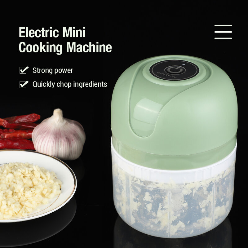 Chopper elétrico USB Food para cozinha, Mini Esmagador de alho Triturador, Moedor de carne portátil, Helicóptero de legumes, Gadgets