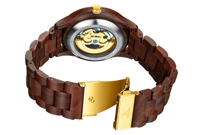IK kolorystyka Top marka luksusowa moda drewno mechaniczne zegarki mężczyźni drewniane automatyczne self-wiatr zegarki na rękę mężczyźni zegarki szkieletowe