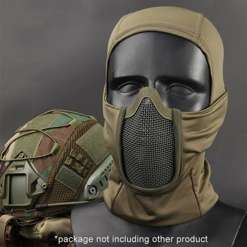 Tactical Headgear Mask Military Airsoft Paintball CS Steel Mesh Full Face Balaclava Masks Wargame Army Cycling Soft Face Shield