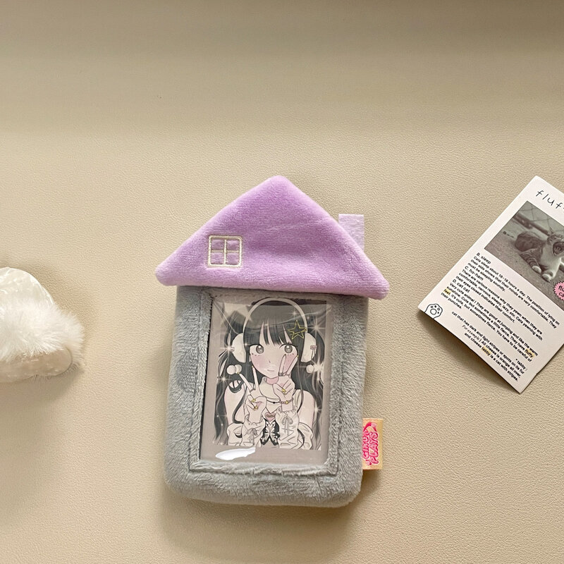 Minkys Kawaii منزل شكل حامل بطاقة صور ، Kpop صور بطاقة ، رقيق قلادة حقيبة ، القرطاسية المدرسية ، 3"