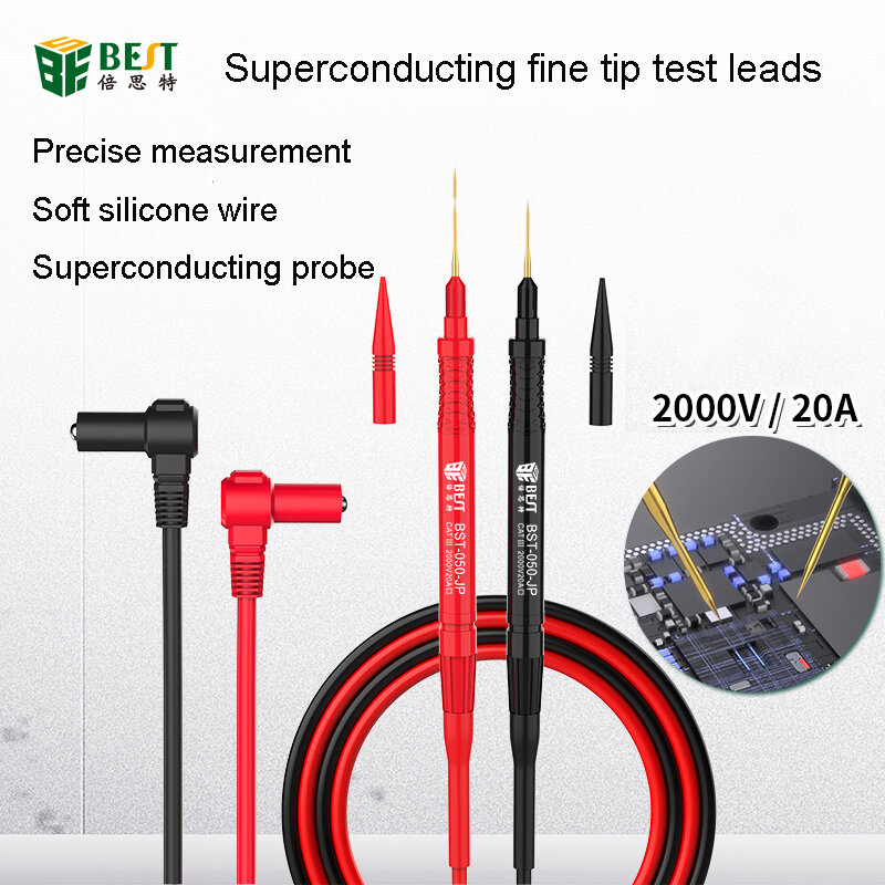 Bolígrafo de prueba de silicona superfino, multímetro Digital Universal, cables de prueba, medición precisa, superconductivo, el mejor BST-050-JP