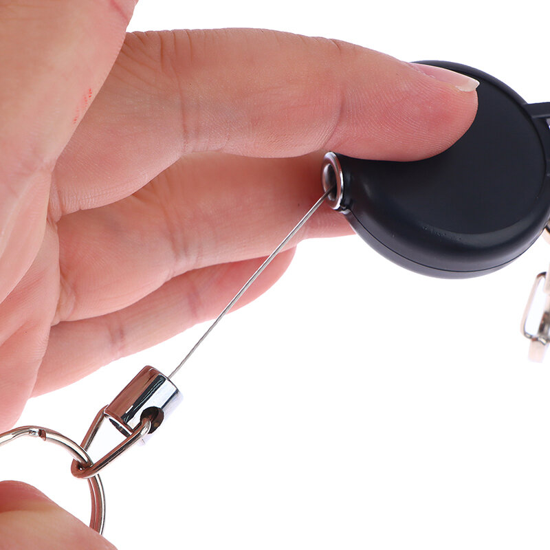 Porte-clés élastique rétractable facile à nervurer, porte-clés sportif, anti-perte, anti-vol, câble métallique télescopique, 1PC