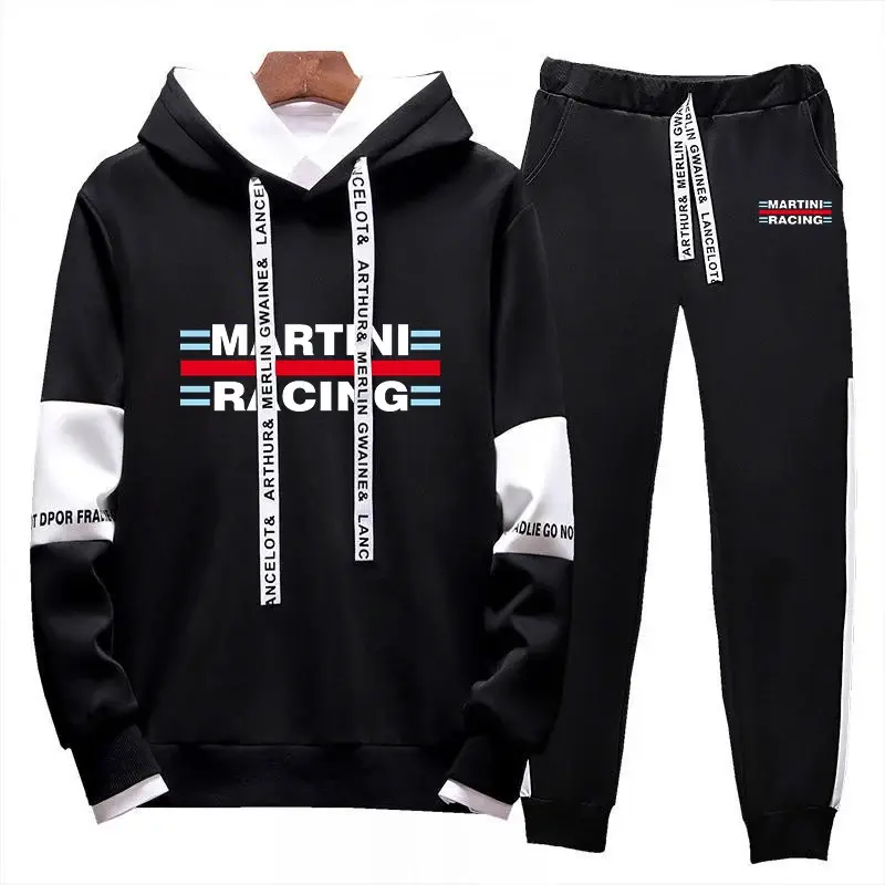 2024 Martini Logo balap kualitas tinggi tali serut nyaman pria Set lari Hoodie Sweatpants olahraga