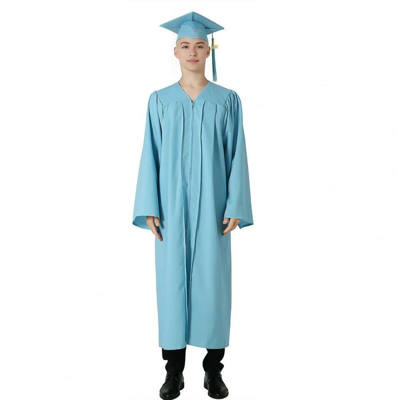 1 Satz Unisex Abschluss Robe Hut Set Front Reiß verschluss lose Quaste 2024 Jahr Tag College Bachelor Doktor Master Abschluss feier