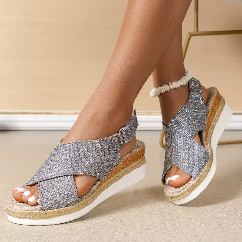 2024 Summer New Wedge Sandals Female Fish Mouth Loose Set Foot Platform Sandals