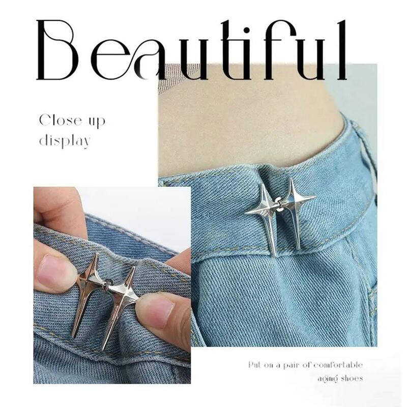 Metal Cross Star Jean Button Pins Waist Buckle Adjustable Shape Detachable DIY Tightener Clothing Sewing Accessories 1/4pcs