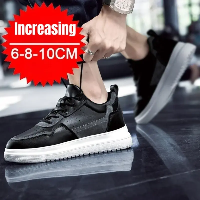 Sepatu kets Sol dalam tidak terlihat pria, sepatu olahraga kasual 10cm gaya Korea musim gugur 2024