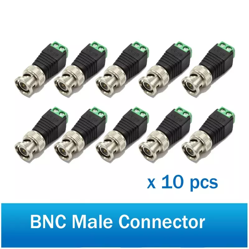 Conector macho de Metal BNC con enchufe de CC, Terminal de tornillo, UTP, Balun de vídeo para cámara de vigilancia CCTV, sistema CCTV, 10 piezas