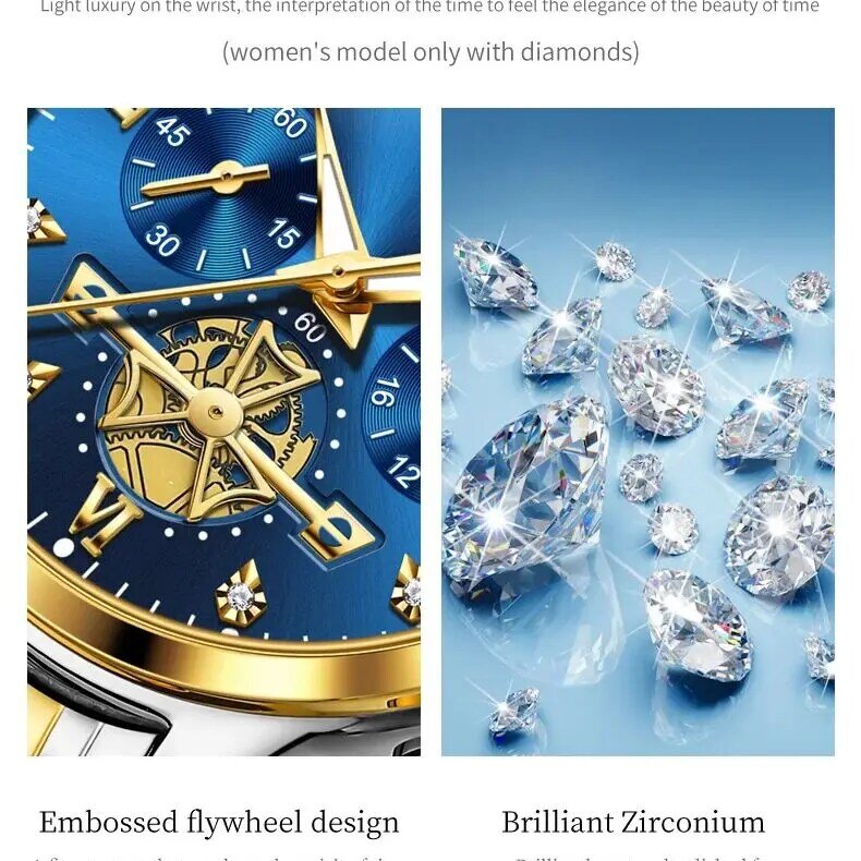OLEVS-Relógio de quartzo impermeável masculino e feminino, relógios de casal, marca de luxo, conjunto de relógios amante, original, dele e dela, 2900 + 2897