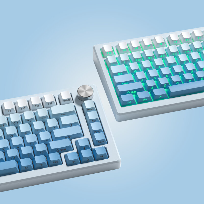 Gradient Blue Side Printed Keycaps Cherry Profile Double Shot PBT Keycaps 136 Keys for Cherry Gateron MX Switches Gamer Keyboard